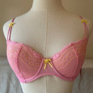 Vintage Betsey Johnson Pink Lace Bra 34C NWT